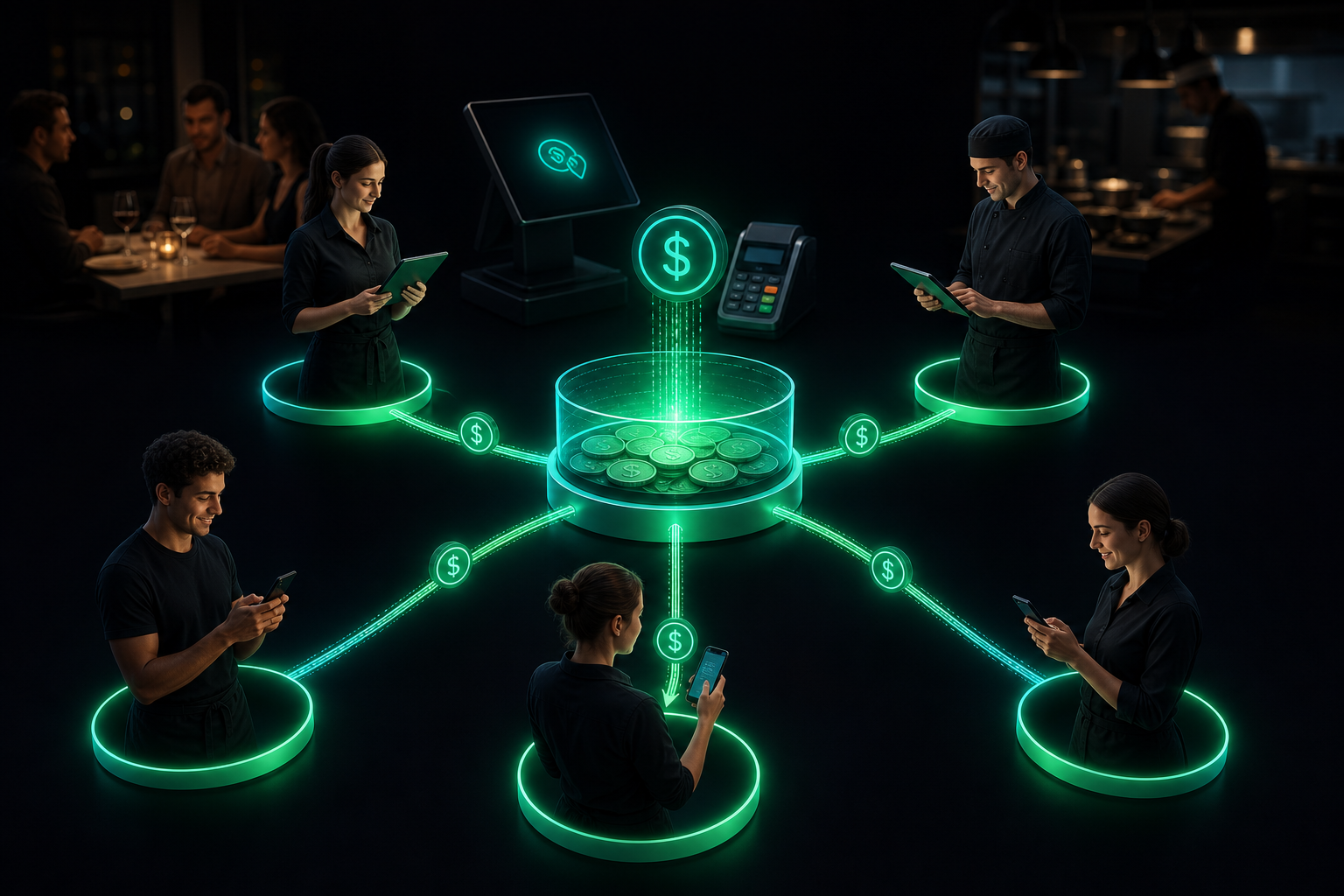 Tip pooling automation for restaurants